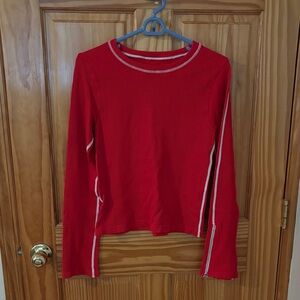 OQQ long sleeve Red & white stripe with zipper on sleeve size M